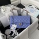  CHANEL CF23 A01113 black blue lychee leather light gold buckle Classic Flap Bag  F23 BRAND NEW