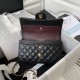  CHANEL CF23 A01113 black blue lychee leather light gold buckle Classic Flap Bag  F23 BRAND NEW