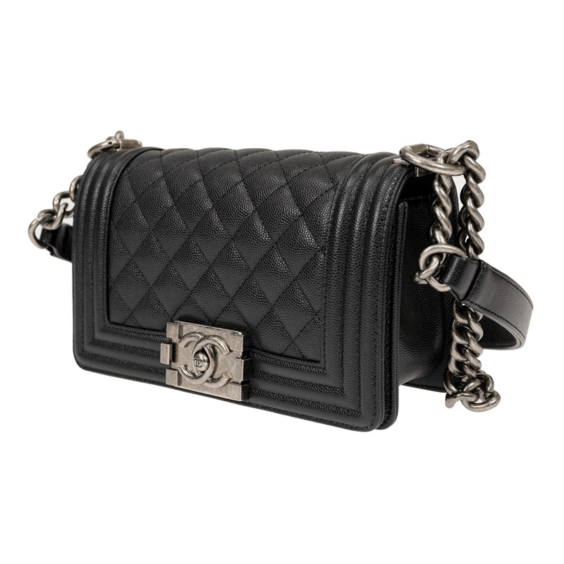 CHANEL Boy Chanel ChainShoulder Bag Black A67085 Caviar Leather Size 20