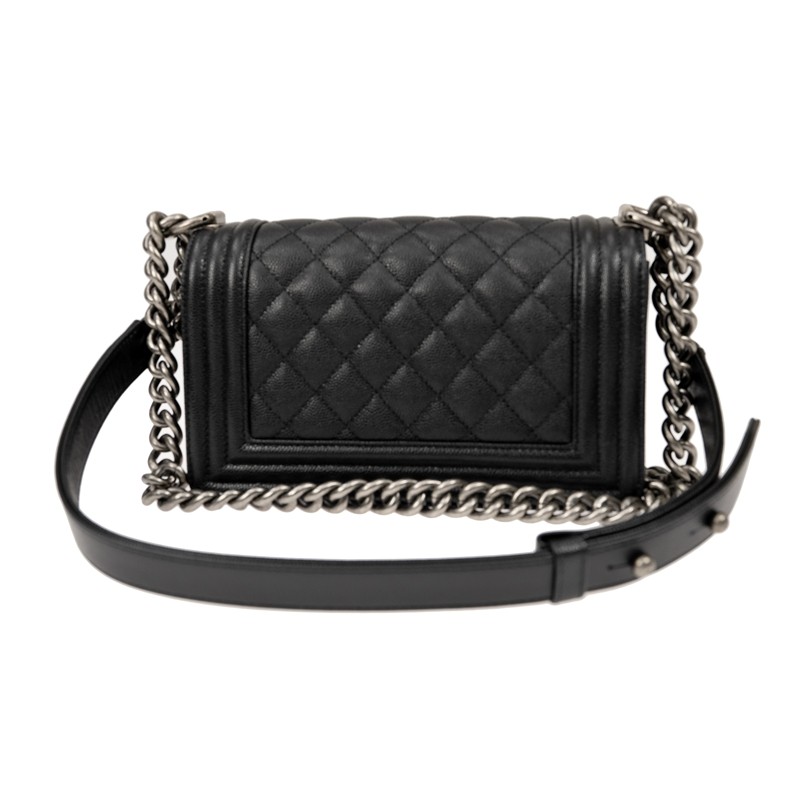 CHANEL Boy Chanel ChainShoulder Bag Black A67085 Caviar Leather Size 20