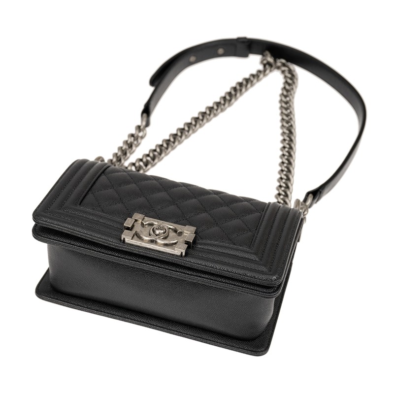 CHANEL Boy Chanel ChainShoulder Bag Black A67085 Caviar Leather Size 20