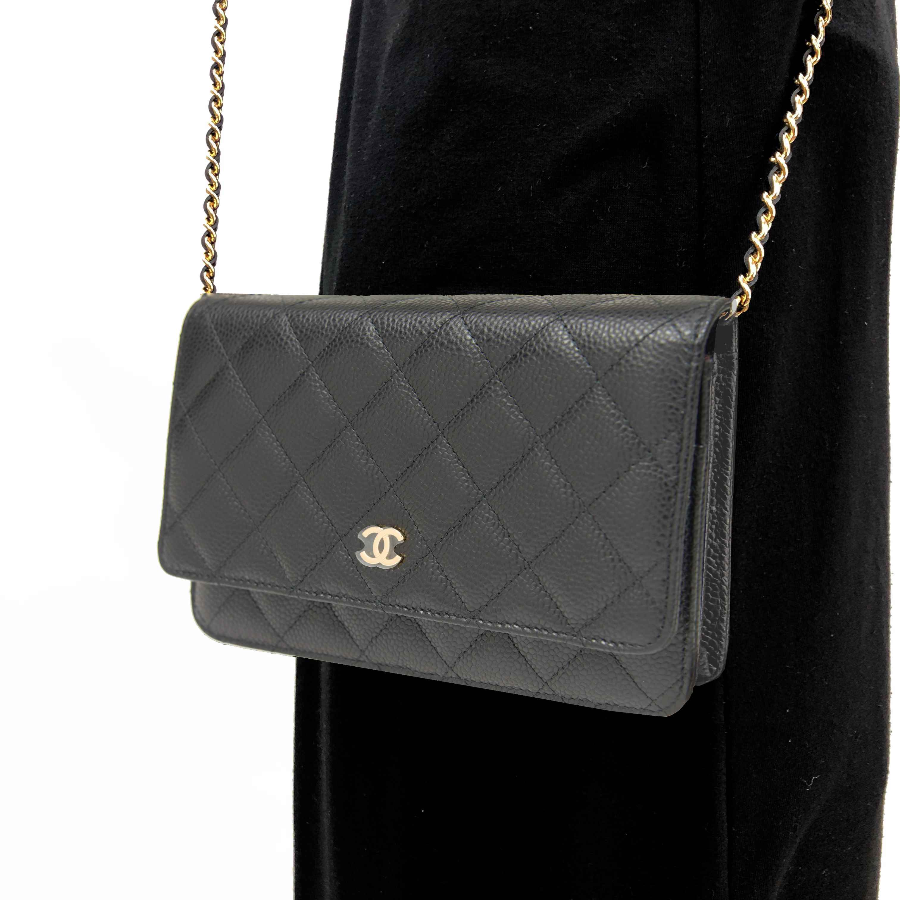 Chanel Matelasse Chain Wallet Shoulder Caviar Skin Black Ap0250 A Pochette 0608