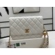 Chanel black ball light gray chain wallet AP1450