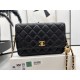 Chanel black ball light gray chain wallet AP1450