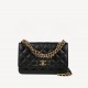 Chanel Gold CC Logo Black Grained Calfskin Gold Chain with Bow Chain Bag WOC AP3910