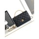 Chanel Gold CC Logo Black Grained Calfskin Gold Chain with Bow Chain Bag WOC AP3910