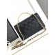 Chanel Gold CC Logo Black Grained Calfskin Gold Chain with Bow Chain Bag WOC AP3910