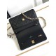 Chanel Gold CC Logo Black Grained Calfskin Gold Chain with Bow Chain Bag WOC AP3910