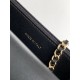 Chanel Gold CC Logo Black Grained Calfskin Gold Chain with Bow Chain Bag WOC AP3910