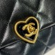 CHANEL As4064 Black lambskin love lock gold buckle Flap Bag