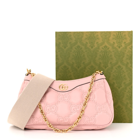 GUCCI   Calfskin GG Matelasse Chain Handbag Perfect Pink Natural