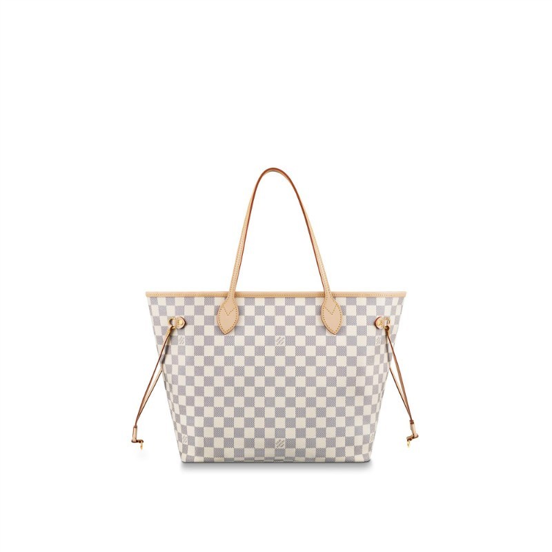 Louis Vuitton N41605 Neverfull MM Rose Ballerine Damier Azur Canvas