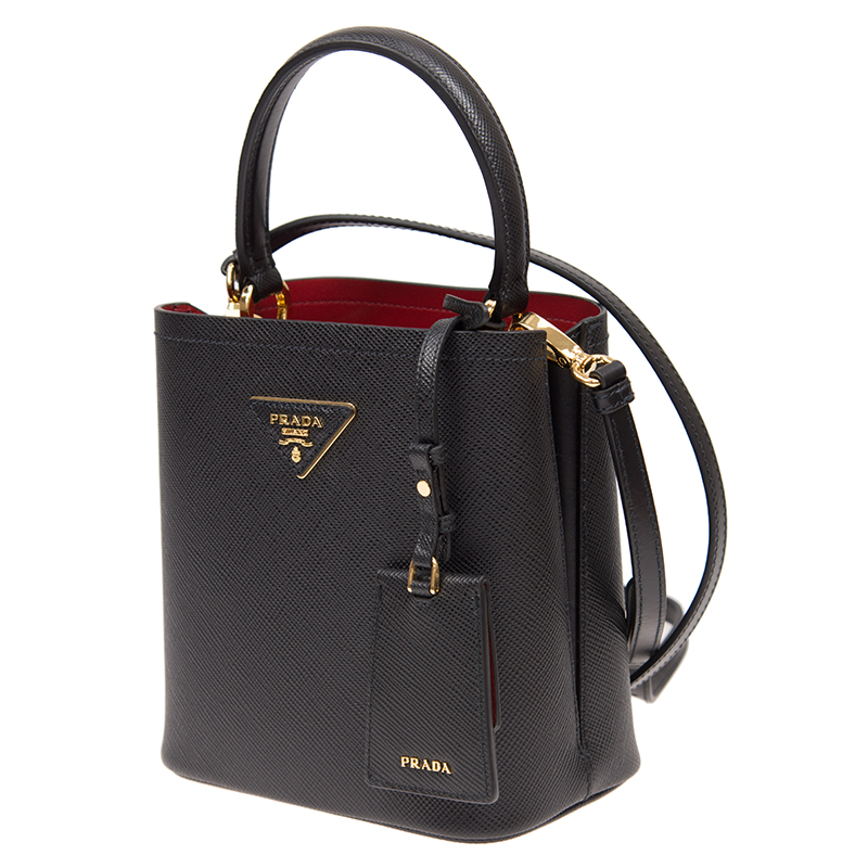 Prada Small Saffiano Leather Prada Panier Bag Powder Black