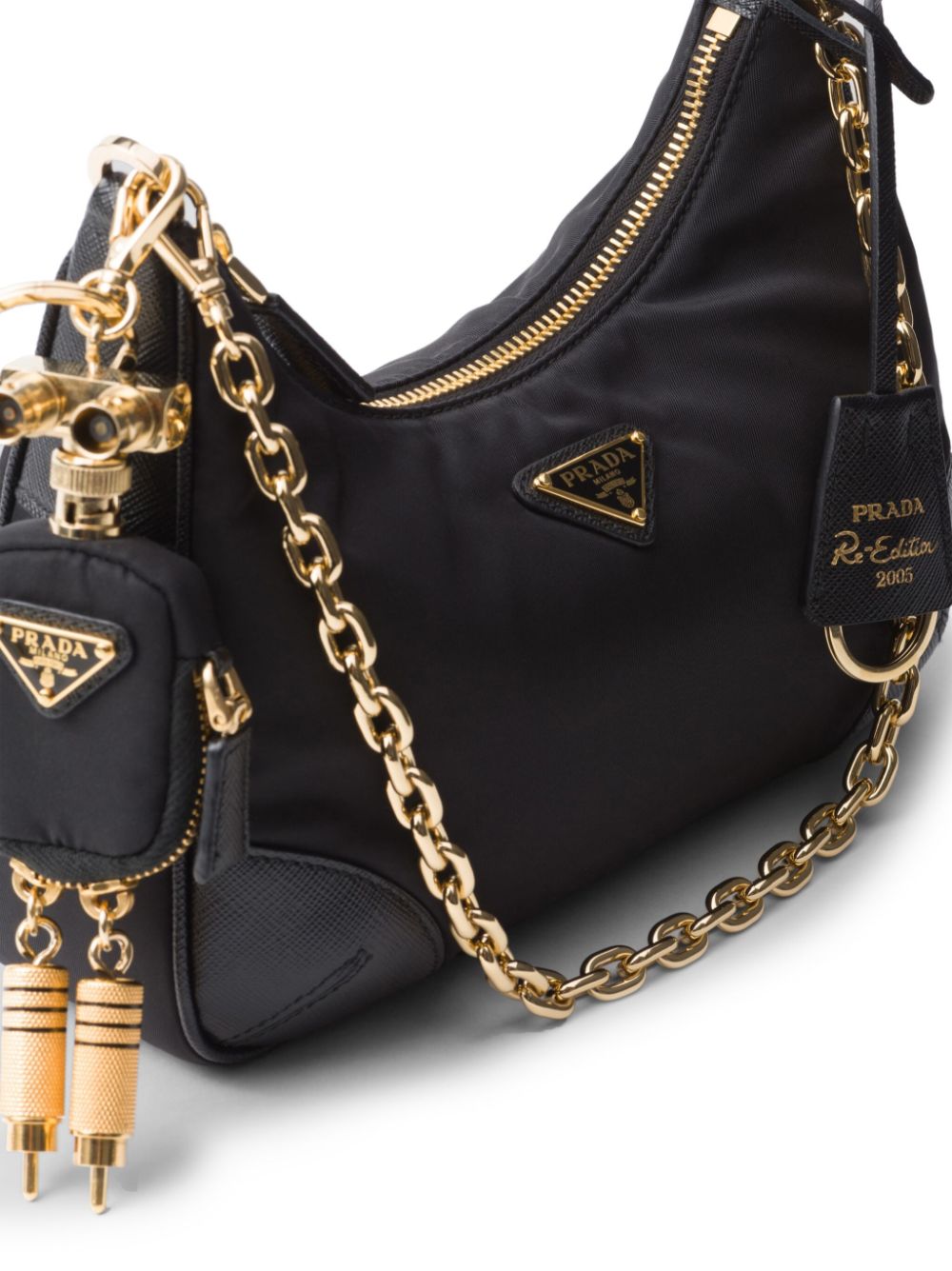 Prada 1BH204 Black Re-Edition 2005 Saffiano Shoulder Bag