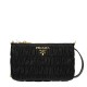 Prada Shoulder Bag 1Bh152 Black Nylon Leather Crossbody Pochette Gathered Gold M