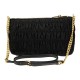 Prada Shoulder Bag 1Bh152 Black Nylon Leather Crossbody Pochette Gathered Gold M